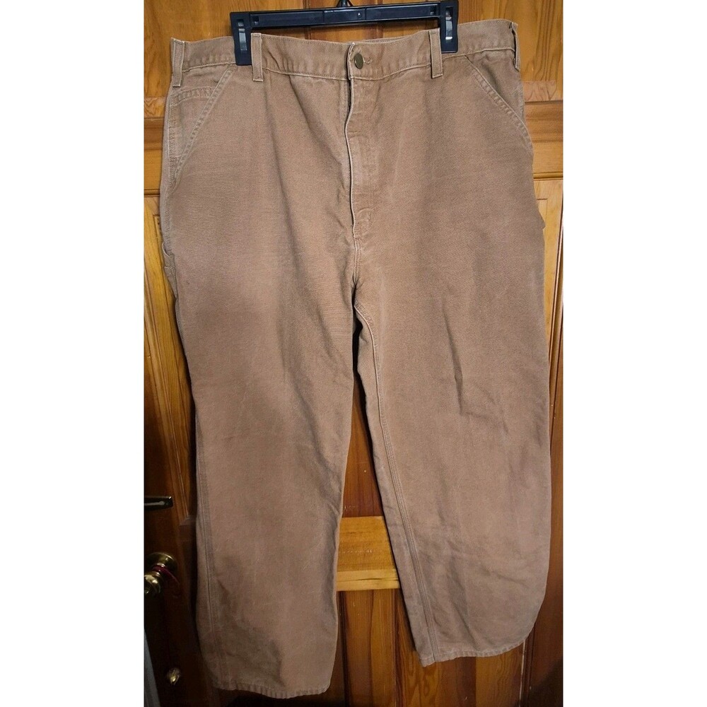 Carhartt Mens B11 BRN Duck Canvas Carpenter Work Pants Brown 40x32 Measure 37x30